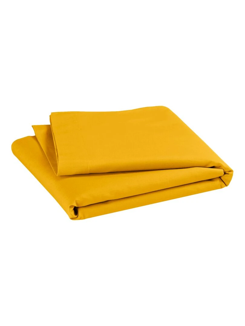Drap plat pour lit bébé 100% coton Bio 'P'tit Basile' Jaune moutarde