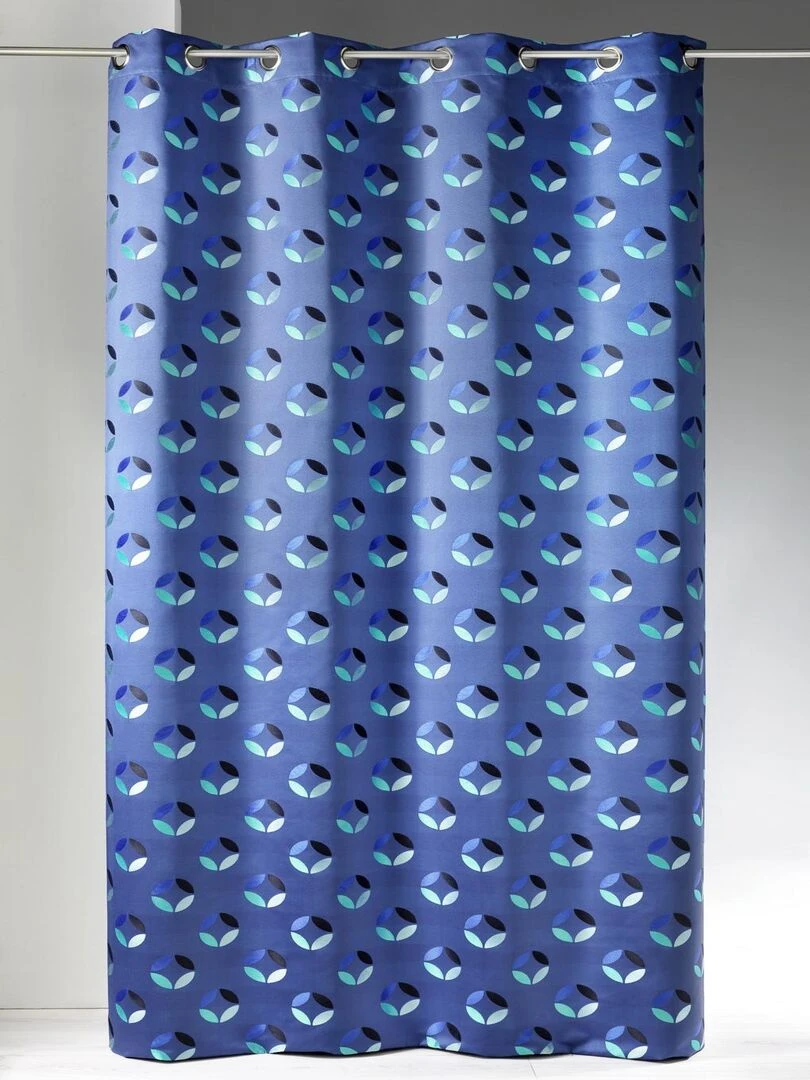 Rideau en jacquard à imprimés "rosace" Bleu