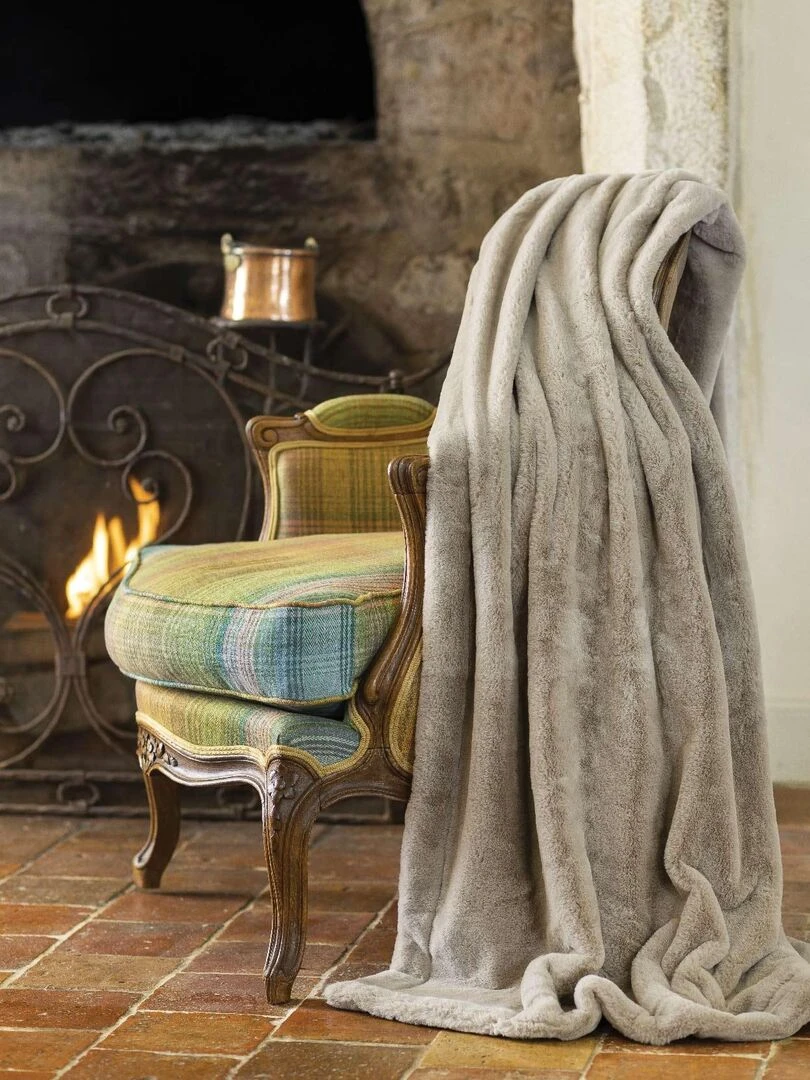 Plaid polaire double face Beige foncé