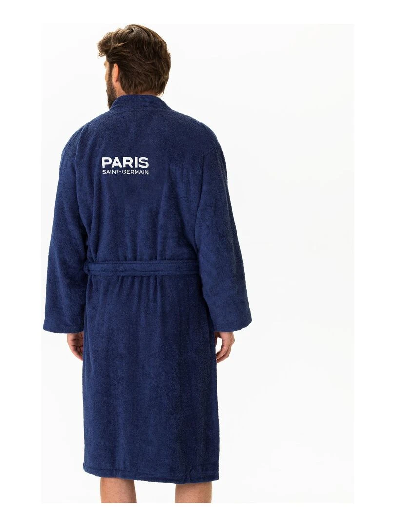 Peignoir adulte 100% coton PSG RUBAN Bleu marine