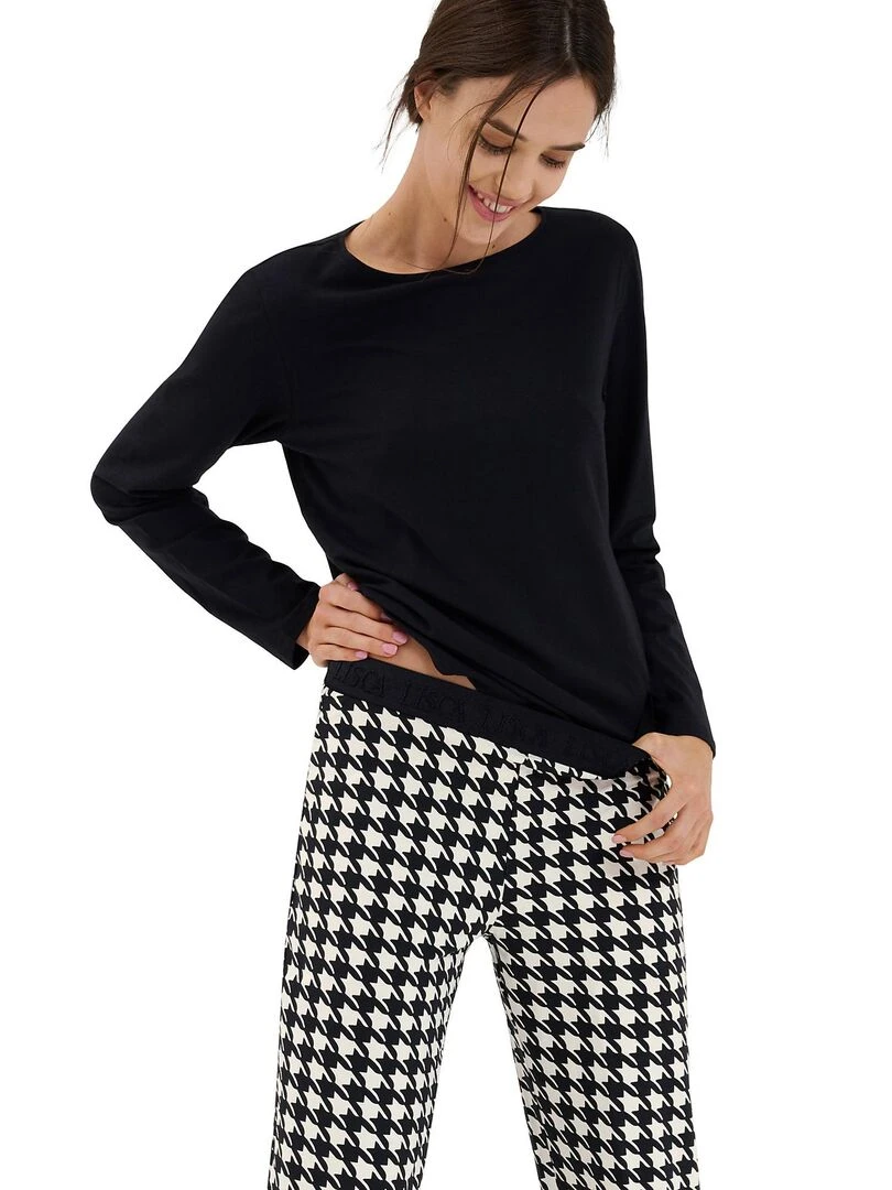 Haut pyjama manches longues Mia   Noir