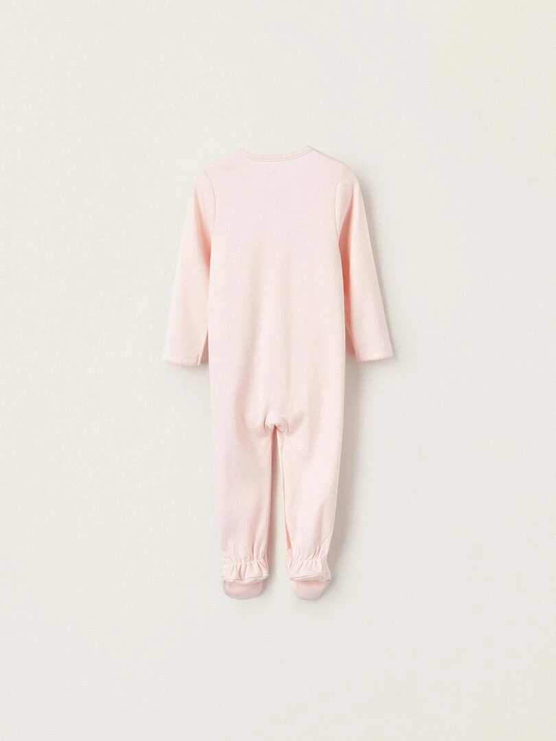 Grenouillère en coton avec pieds pour bébé fille 'Cher Maman et Papa' manches longues Rose clair