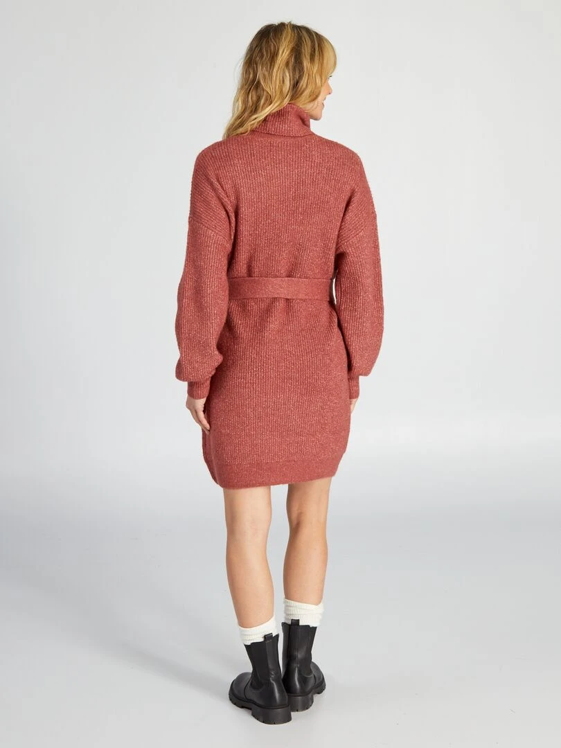 Robe pull avec ceinture   Rouge
