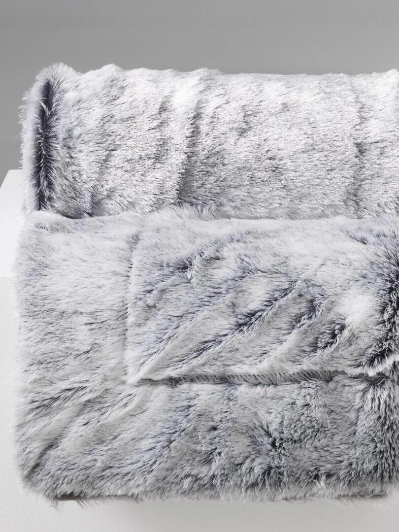 Plaid couverture a poil doux 180 x 220 cm imitation Antartic Gris Gris