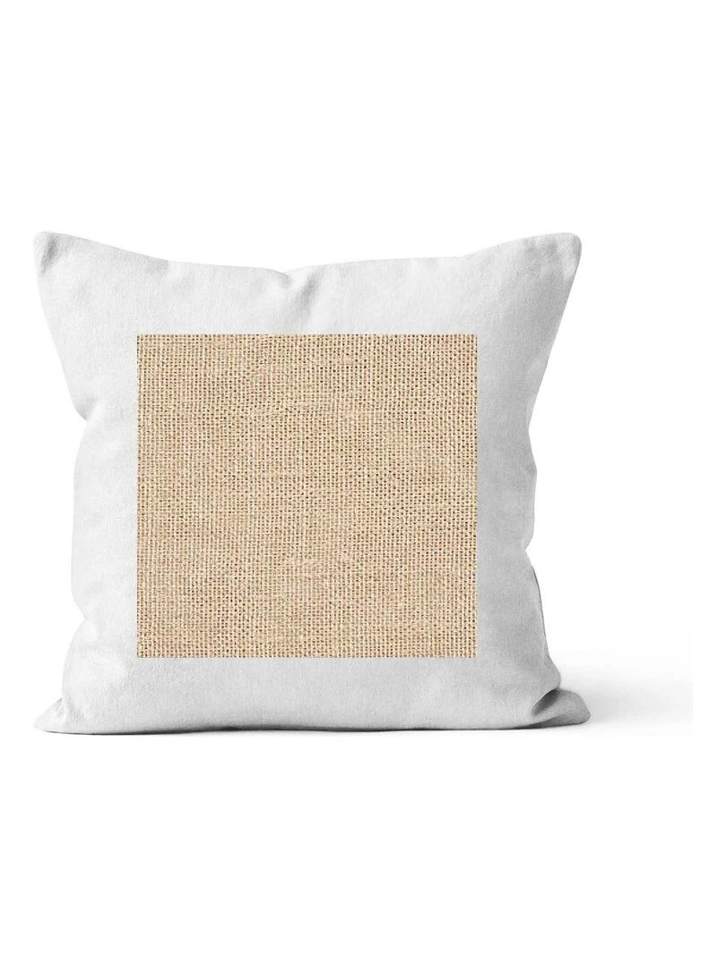 Coussin uni avec empiècement en toile de jute Blanc