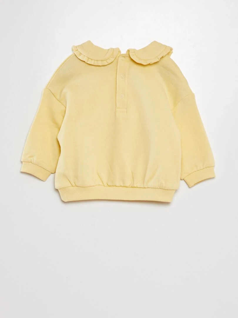Sweat en coton à col claudine   Jaune