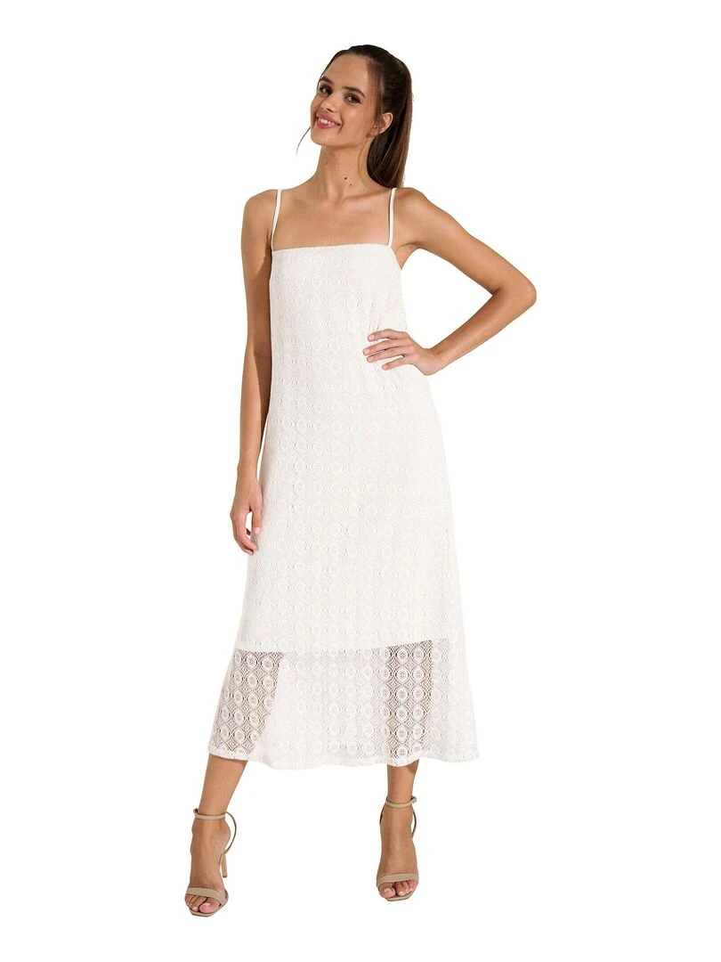 Robe longue estivale à bretelles Rimini Ecru