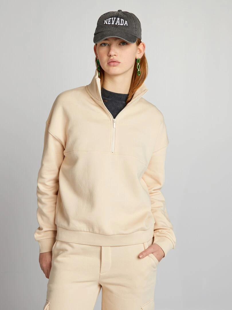 Sweat camionneur en molleton   Beige