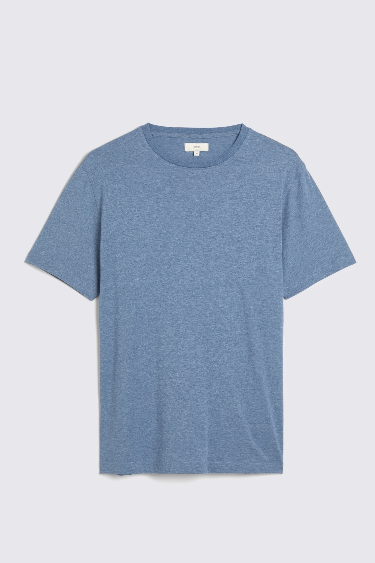 Sky Blue Melange Crew Neck T-Shirt   Buy Online at Moss