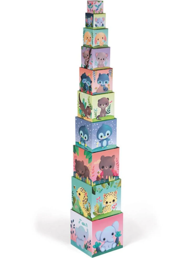 10 cubes à empiler les animaux tout mignons   N/A