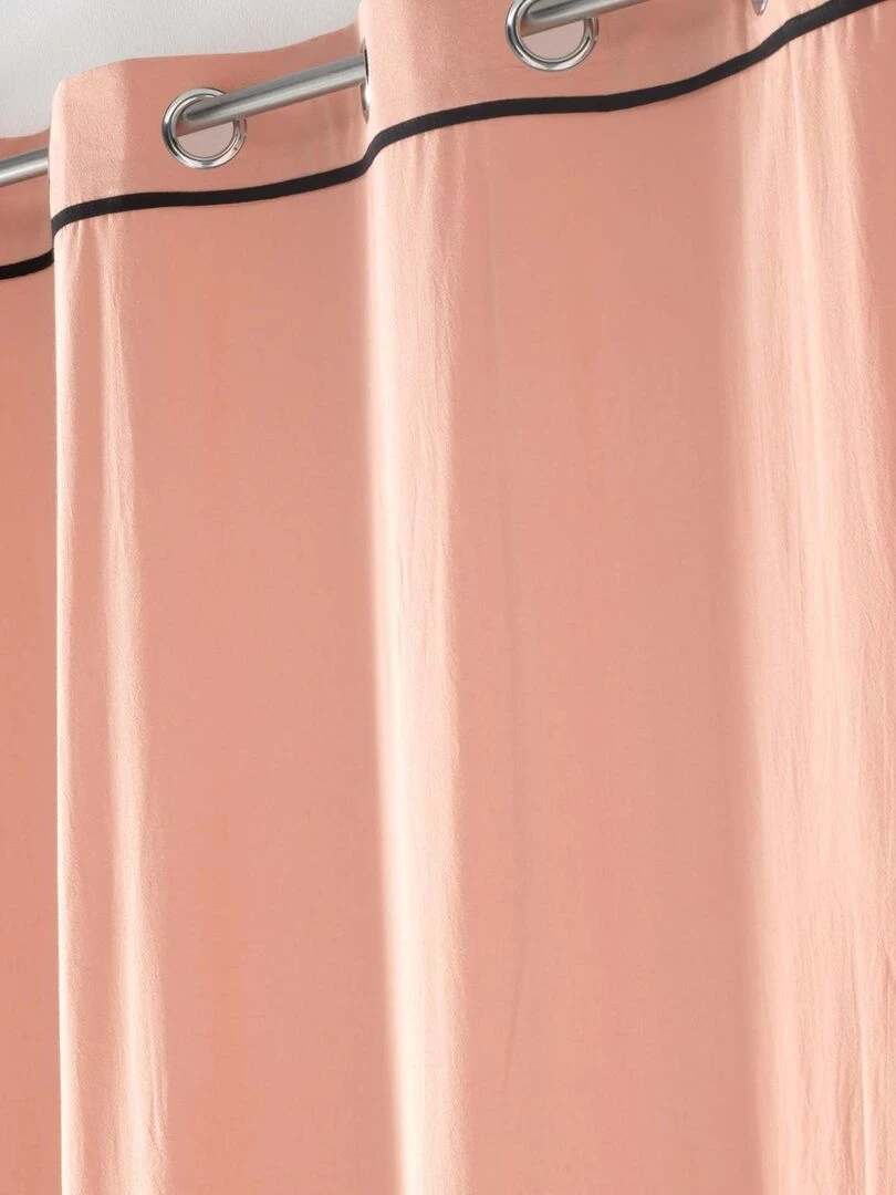 Rideau uni en coton lavé Rose clair