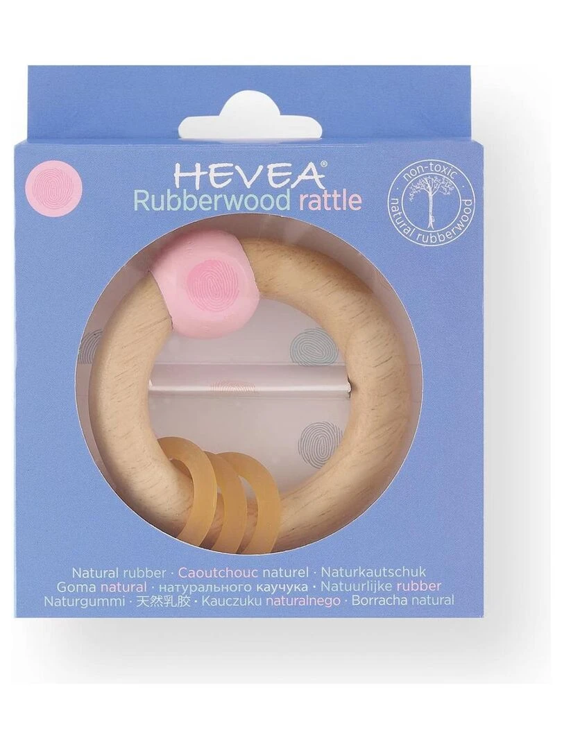 Anneau de Dentition Bois & Caoutchouc Rose 'Finger Print' Jouet écologique N/A
