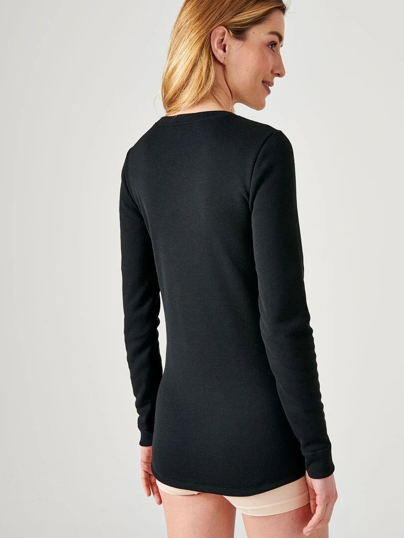 T shirt manches longues  molleton gratté Thermolactyl   Damart   Noir