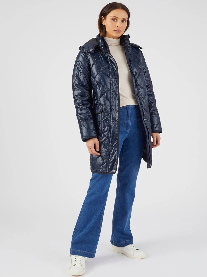Maxi doudoune brillante doublure Thermolactyl Damart Bleu marine