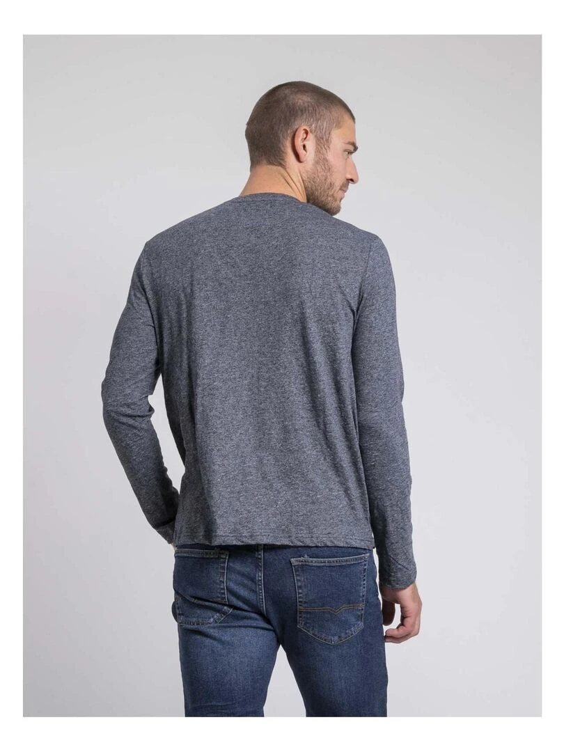 T shirt manches longues col rond pur coton JABERTOLO Bleu marine