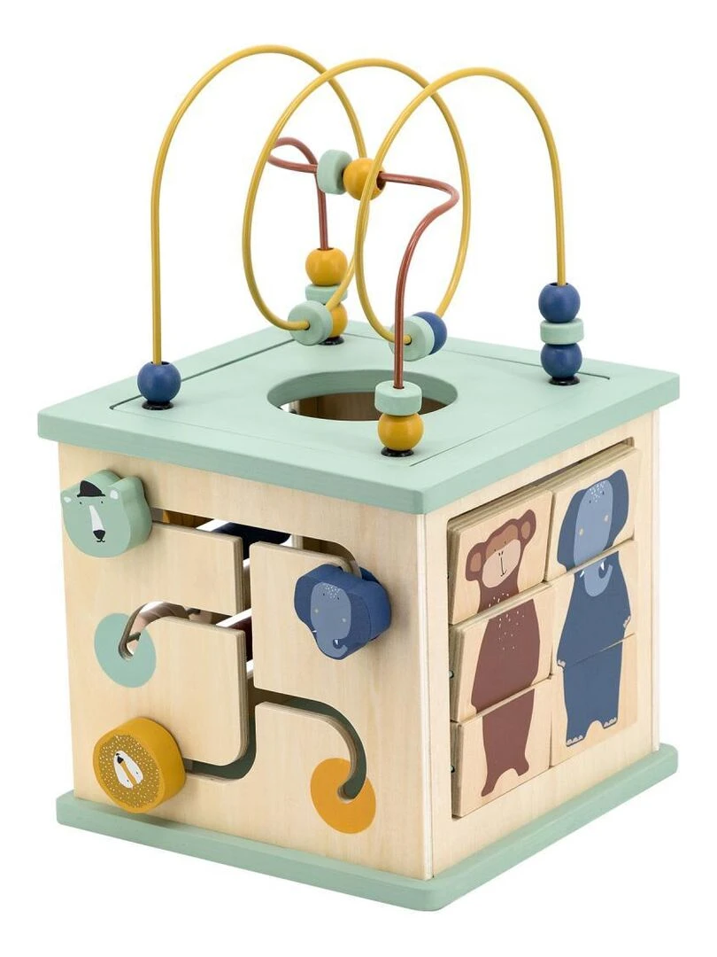Cube d'activités 5 en 1 en bois Vert d'eau