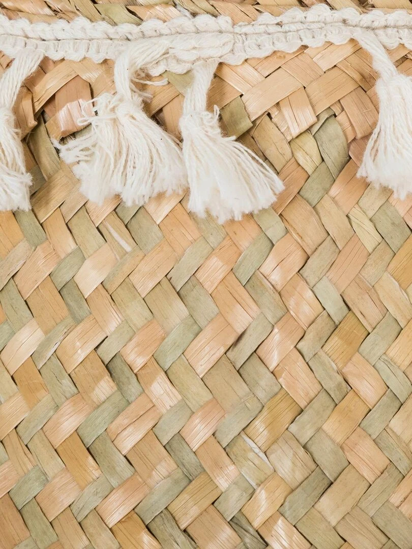 Panier pliable à pompons Beige clair