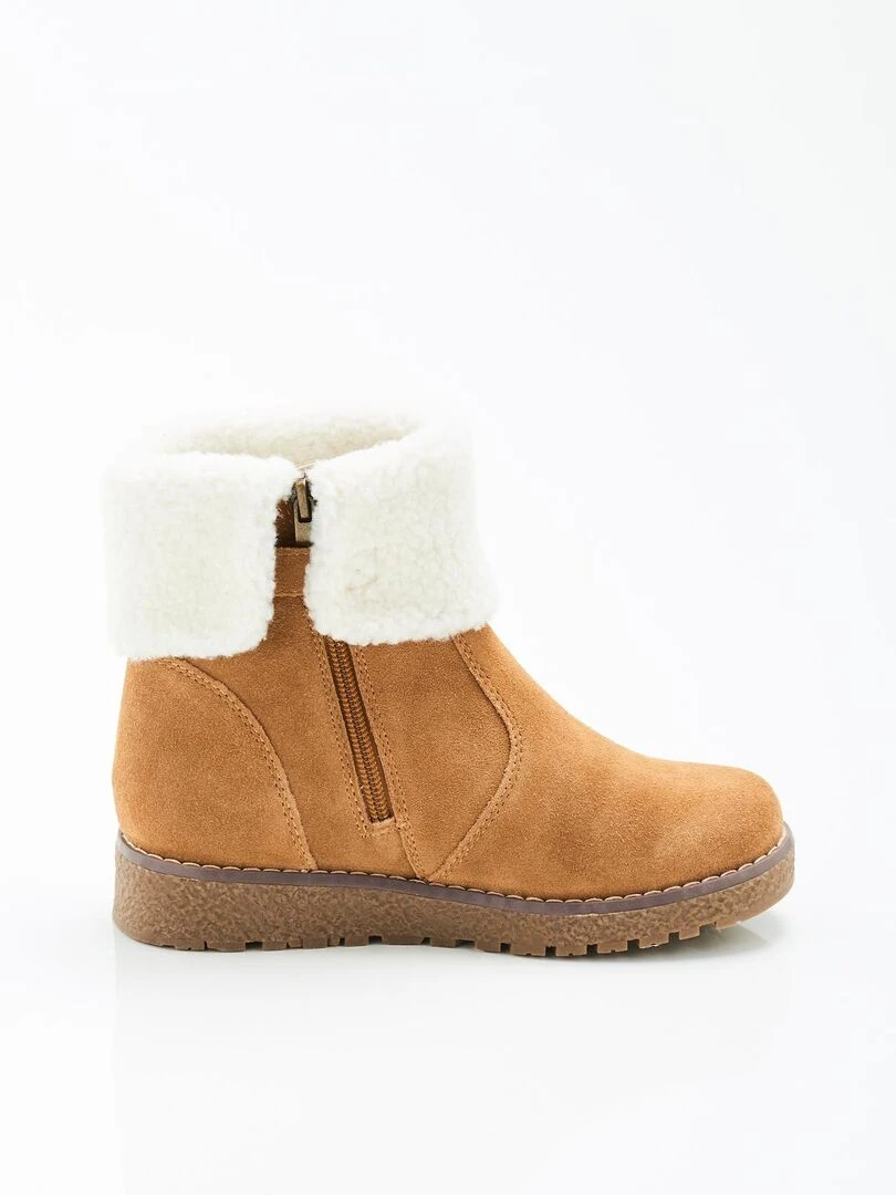 Boots fourrées à porter col relevé ou retourné Thermolactyl Damart Marron