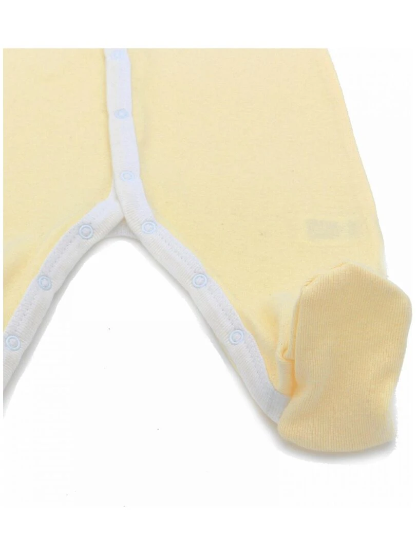 Pyjama été léger   100% coton biologique   1 à 6 mois   Jaune poussin