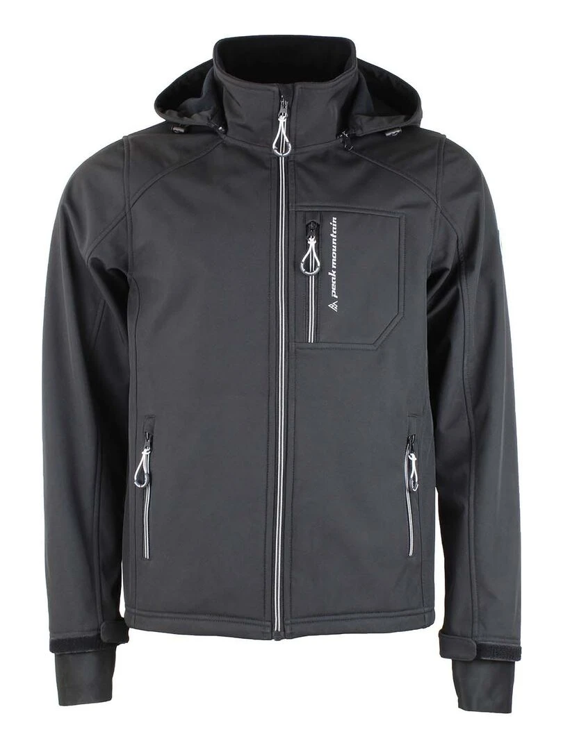 Blouson softshell homme CAFORAIN PEAK MOUNTAIN Noir Blanc