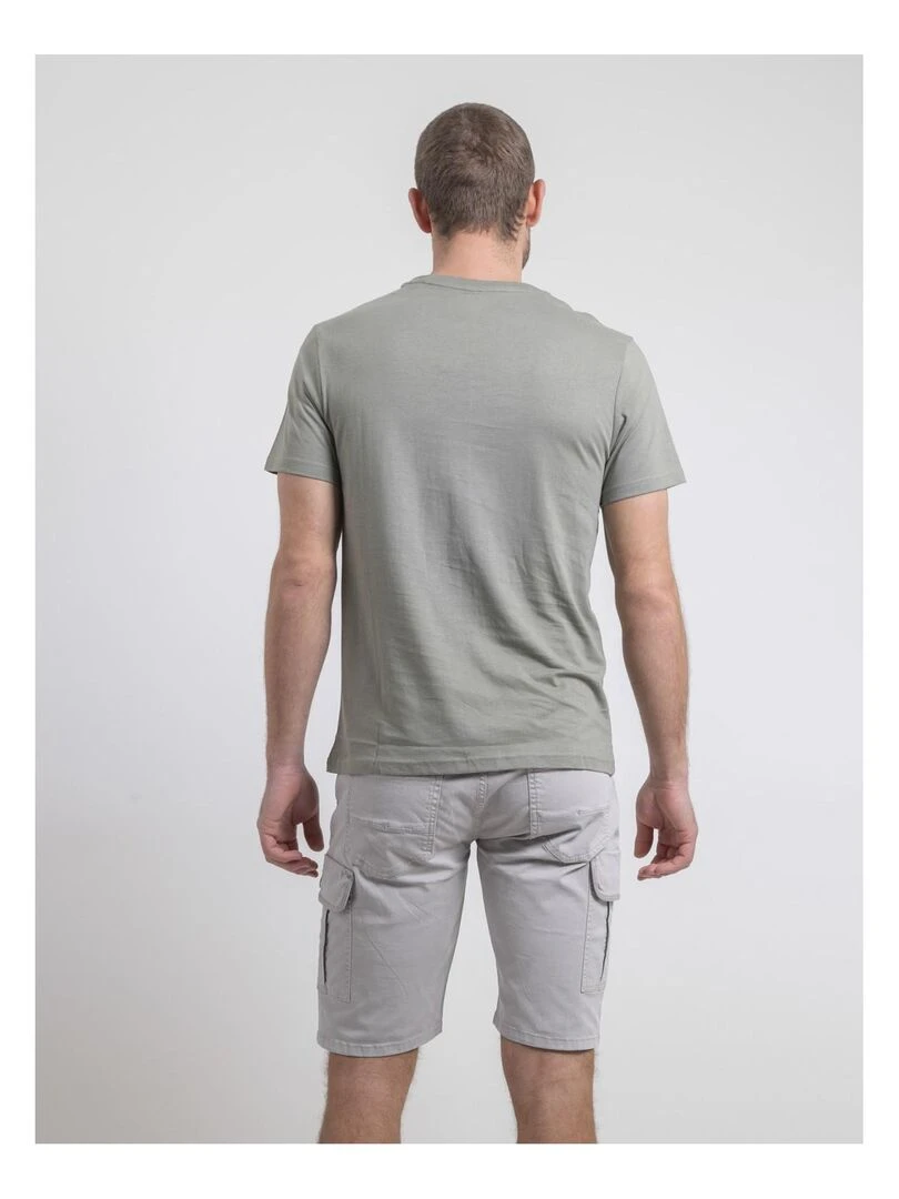 T shirt col rond pur coton NAMATOU   Kaki