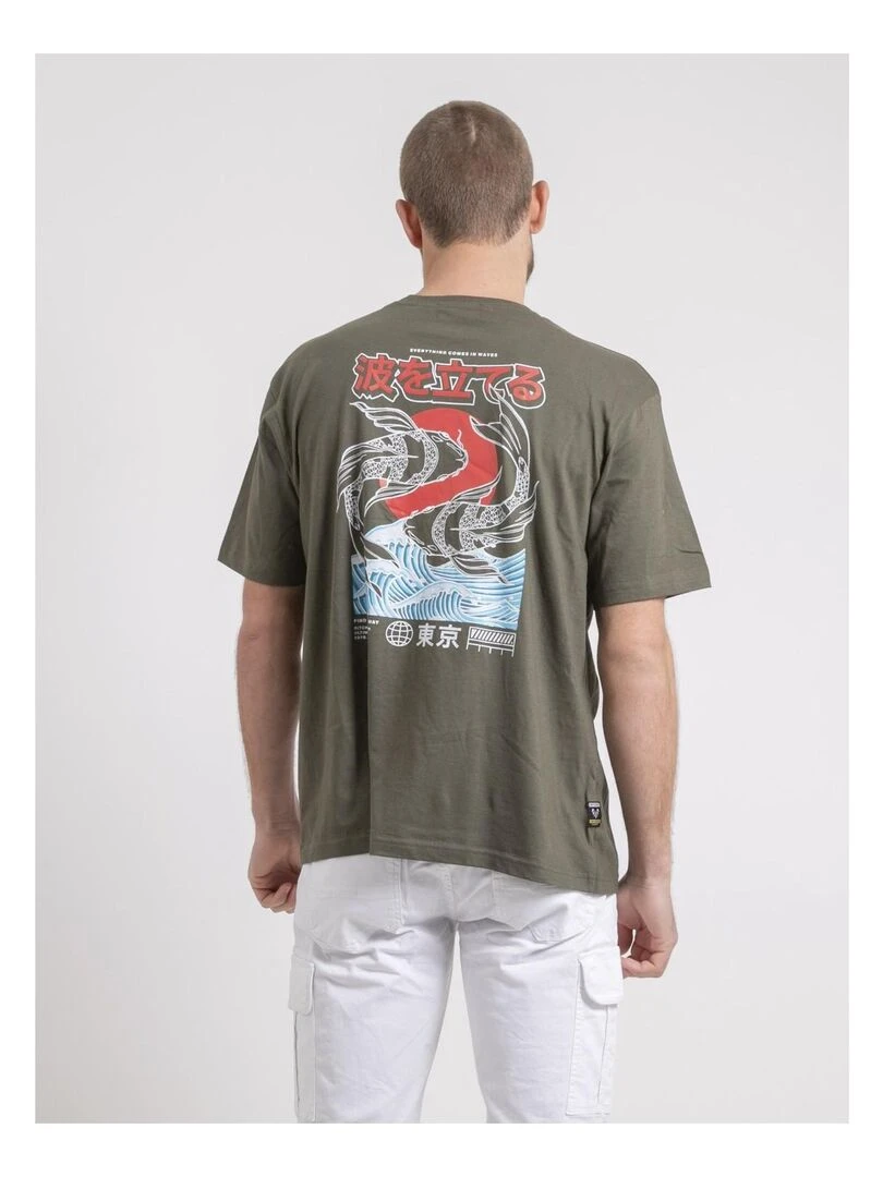 T shirt col rond oversize pur coton NIGORILLE Bleu