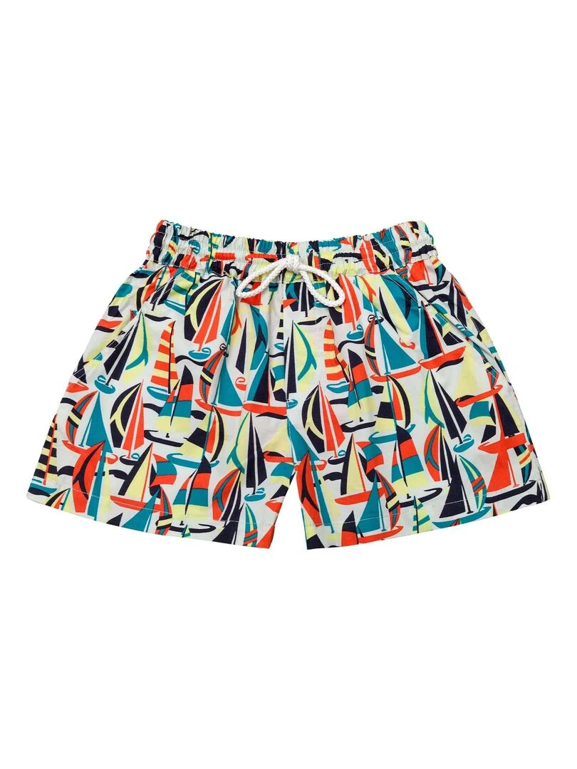 Short de Bain Garçon Orange Imprimé Voiliers Rétros SWIMBOY La Faute à Voltaire Orange