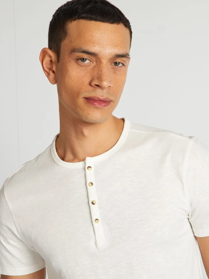 T shirt en jersey à col mao   blanc