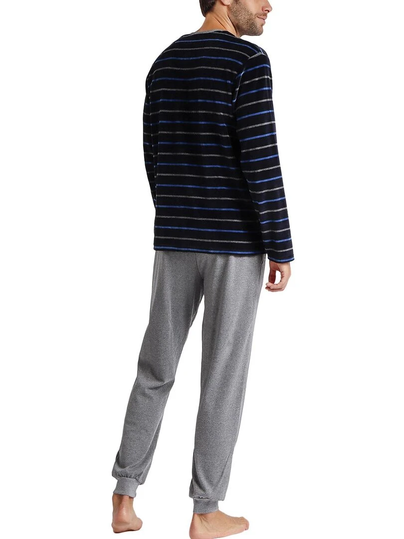Pyjama pantalon et haut Velour Blues Bleu marine