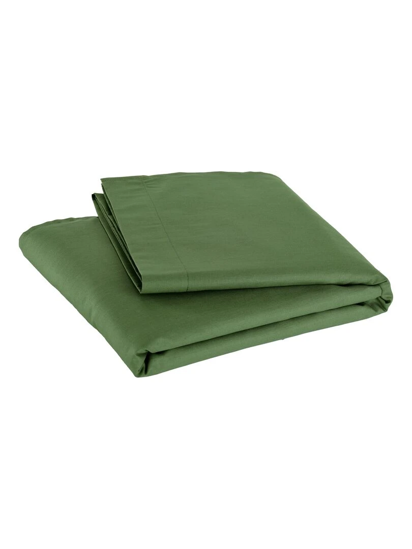 Drap plat pour lit bébé 100% coton Bio 'P'tit Basile' Vert kaki