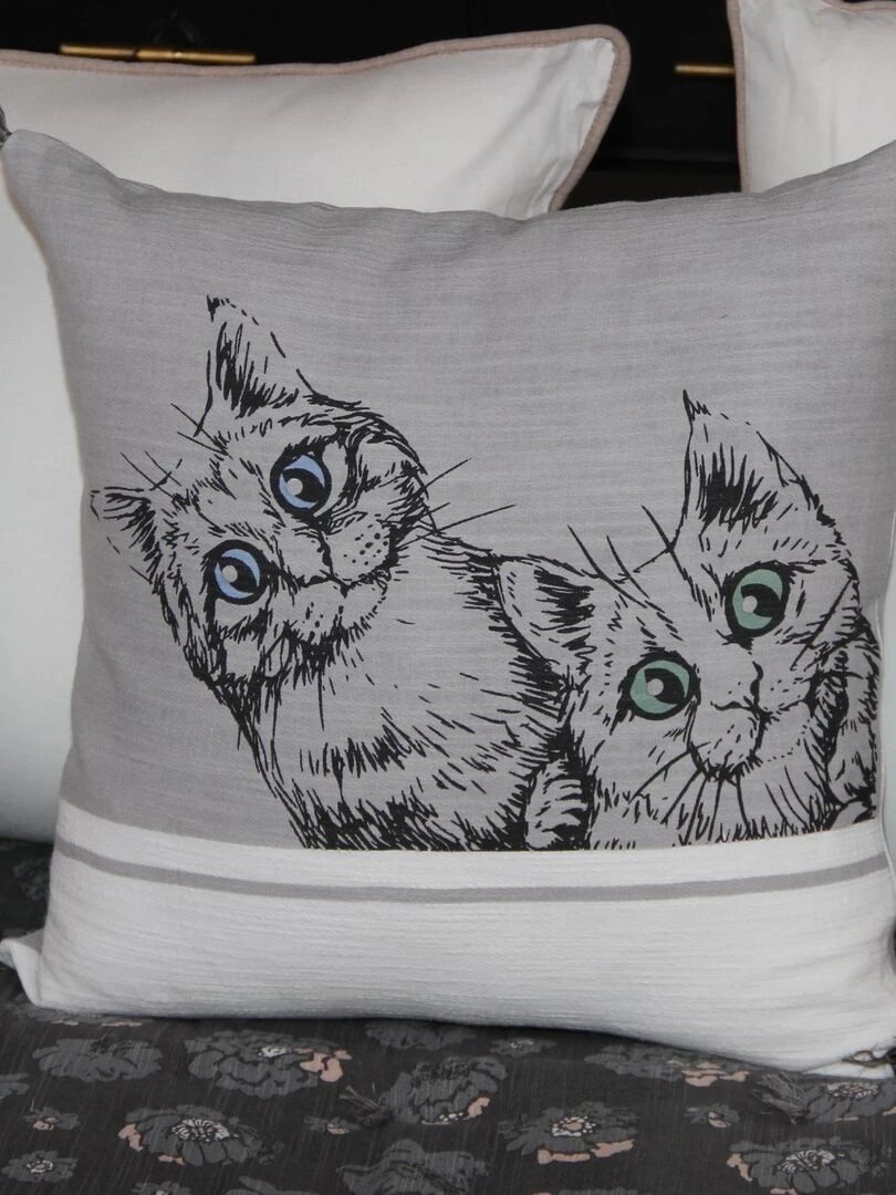 Coussin déhoussable Cats Gris souris