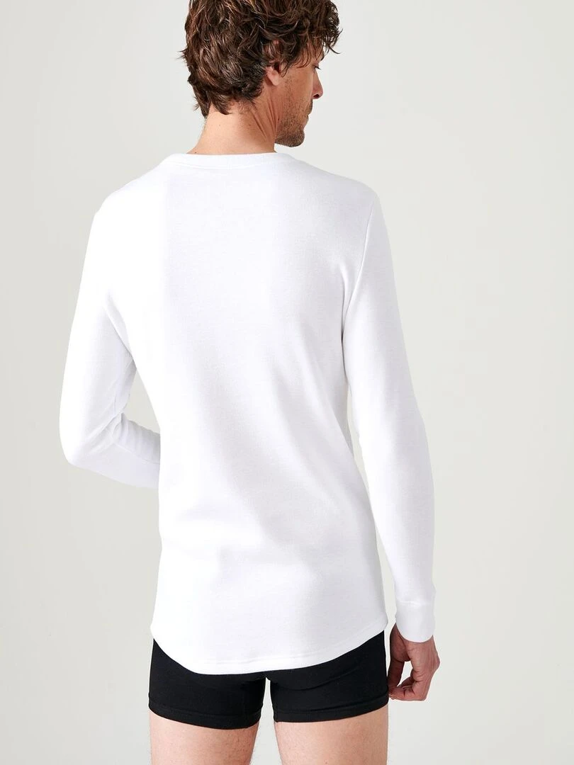 T shirt col V  maille interlock Thermolactyl   Damart   Kaki