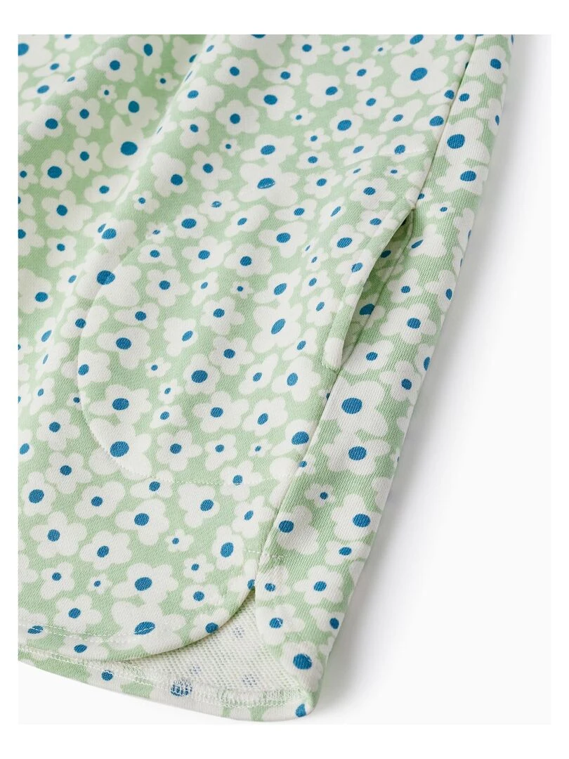 Robe en coton avec capuche et motif floral pour fille manches courtes THE WAVE TRIBE   Vert clair