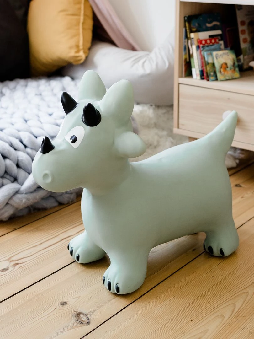 Animal sauteur gonflable en plastique dino   Vert kaki