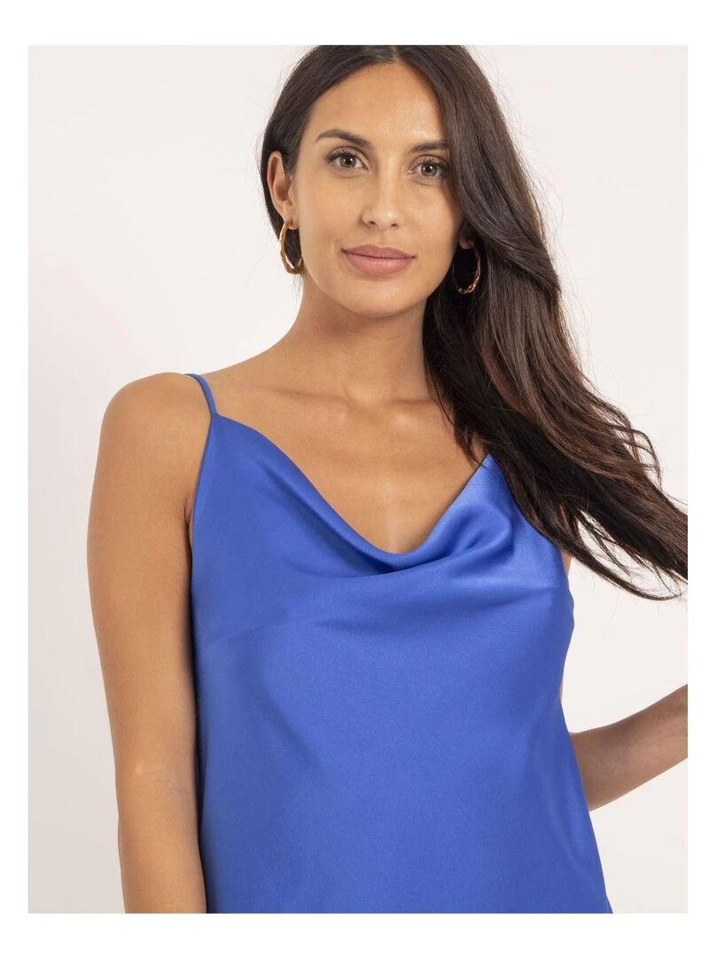 Robe courte satin IDALIA   Bleu roi