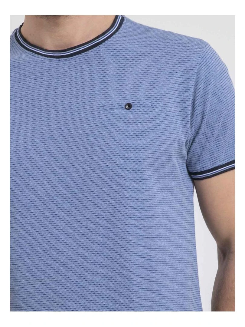 T shirt col rond pur coton NILOSUN   Bleu