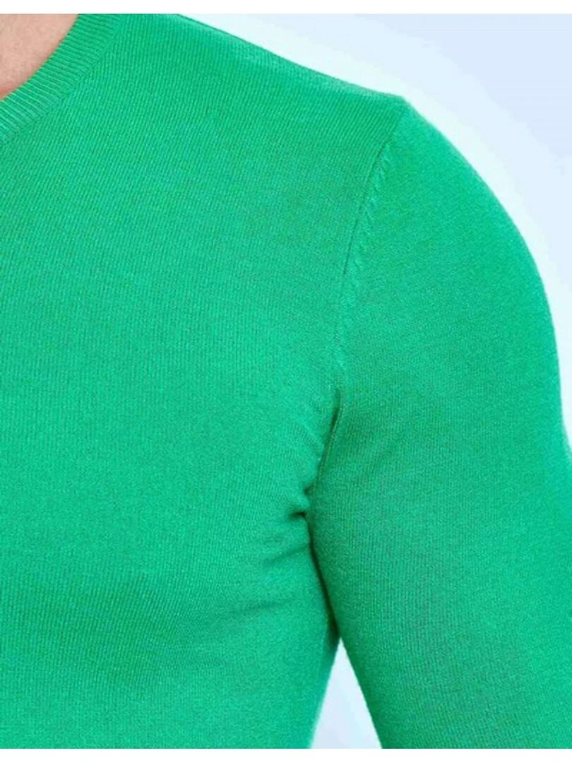 Pull manches longues col V Kebello   Vert