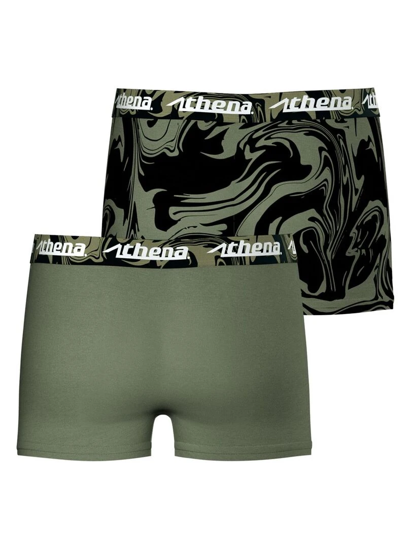 Lot de 2 boxers garçon Print Box   Gris Kaki