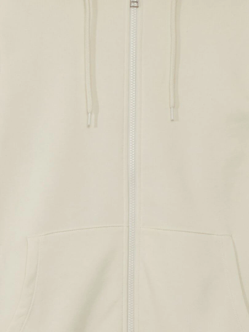 Sweat zippé à capuche en molleton uni beige