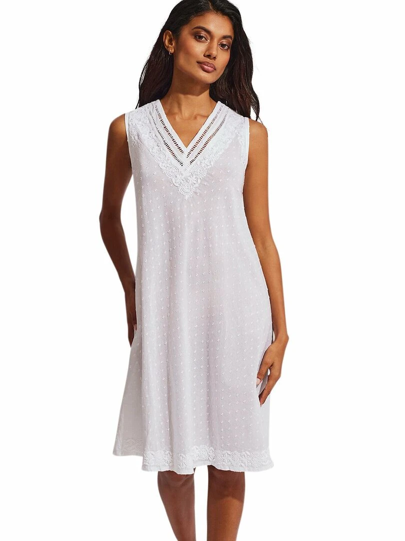 Chemise de nuit sans manches Homewear P80 Blanc