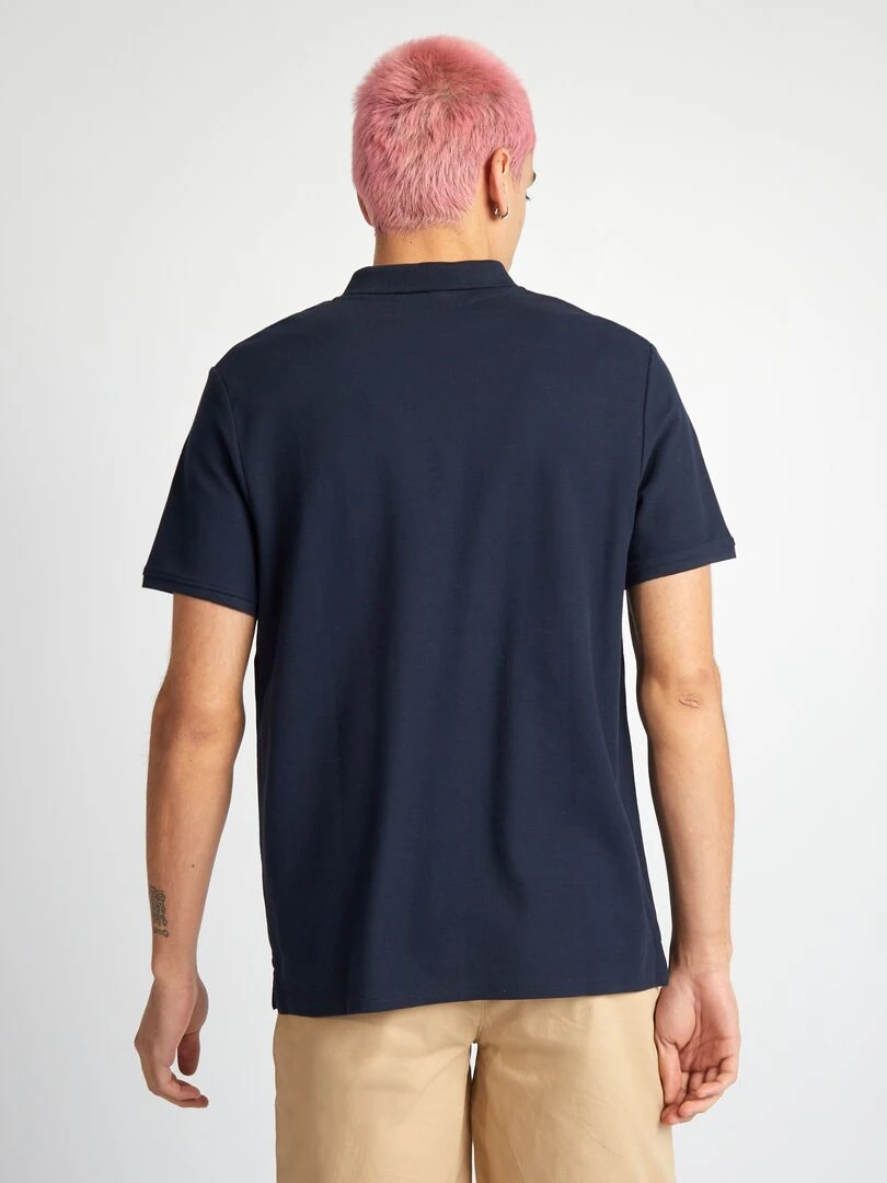 Polo en piqué de coton   Bleu marine