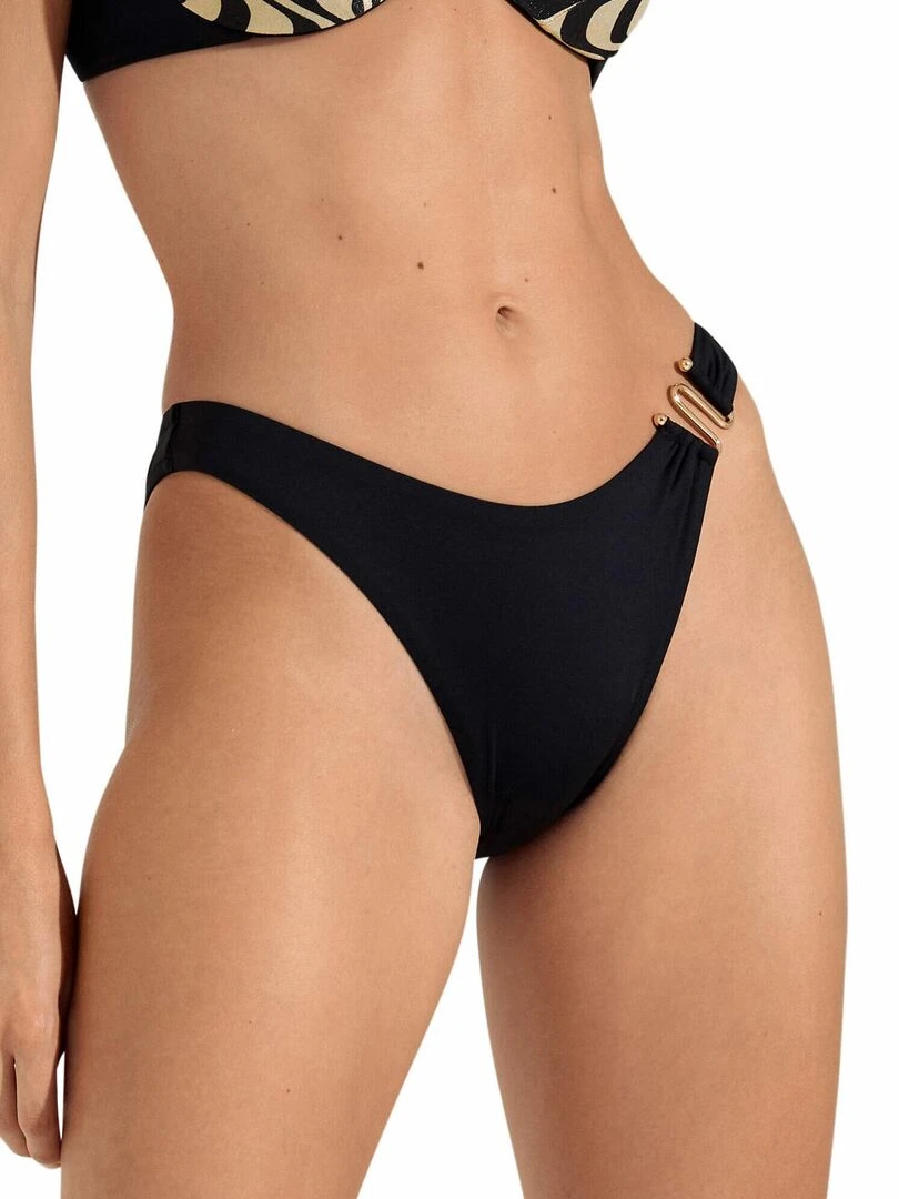 Bas maillot slip de bain bikini échancré taille basse Iceland Noir
