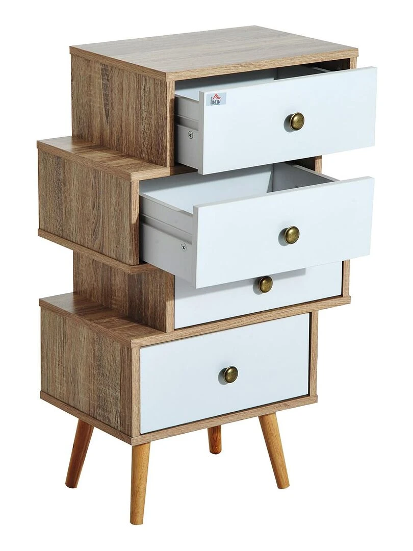 Chiffonnier style scandinave 4 tiroirs   Blanc