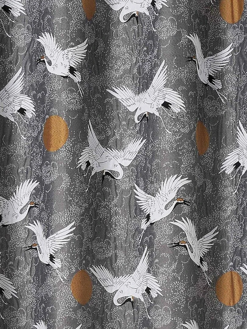Rideau jacquard imprimé de grues japonaises   Gris clair
