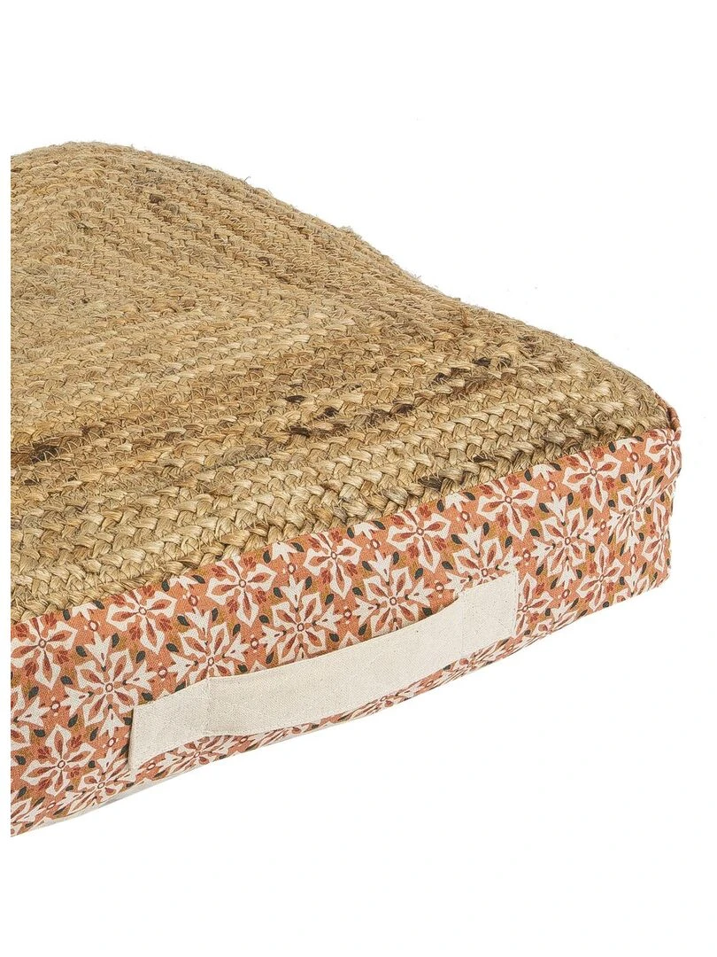 Coussin de sol en jute et coton SOUK 'Deko&co' Blanc Rouge
