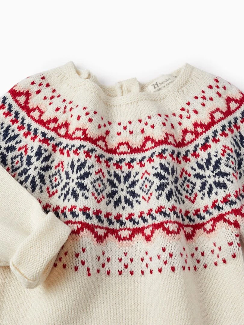Pull en Maille avec Jacquard pour Bébé Fille   NOËL   Rose clair