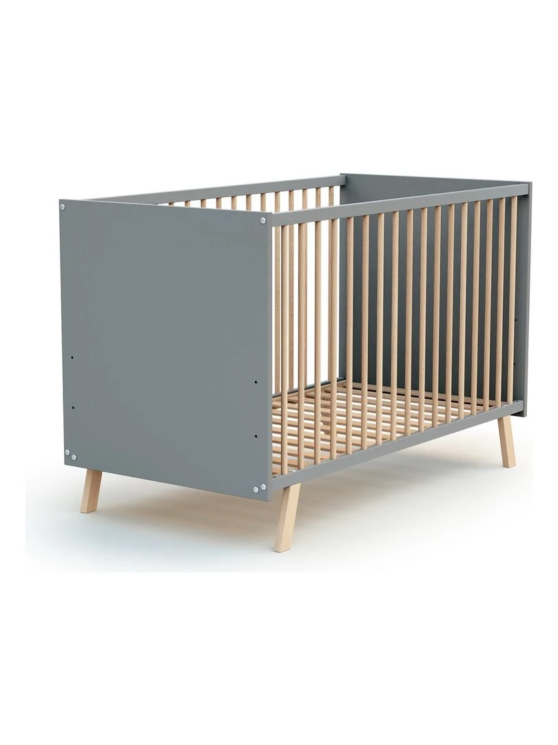 AT4    Lit bébé en bois   Gris Marron