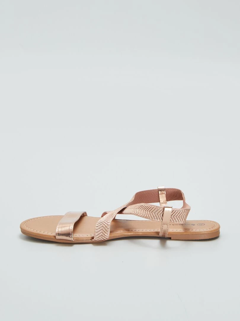Sandales plates brides élastiques   Rose