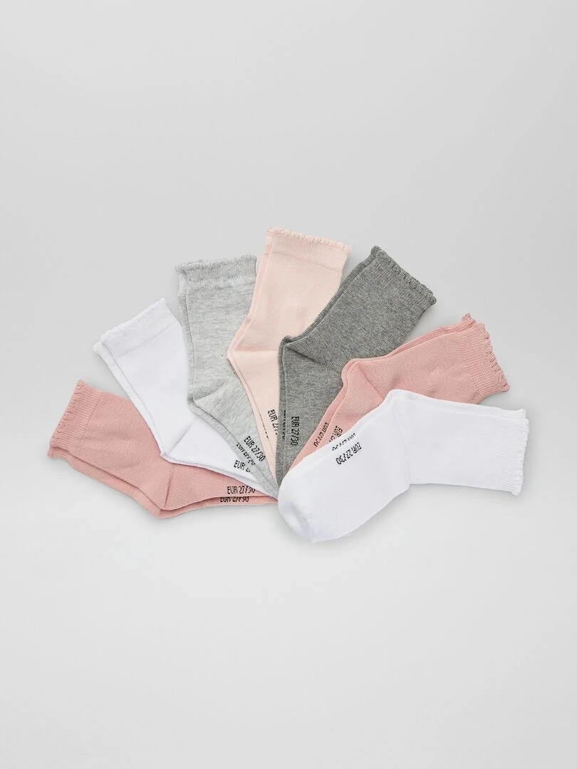 Lot de 7 paires de chaussettes rose/gris/blanc