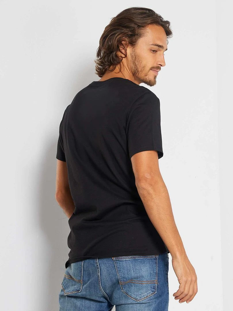 T shirt droit en jersey uni   noir